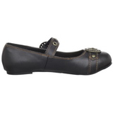 Black DAISY-09 gothic mary jane ballerina shoes flat heels