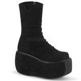 Black Faux Suede 9 cm VIOLET-100 demonia ankle boots platform
