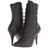 Black Leatherette 10,5 cm VANITY-1020 Flat Ankle Calf Boots Women