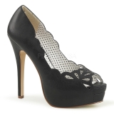 Black Leatherette 13,5 cm BELLA-30 womens peep toe pumps shoes