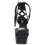 Black Leatherette 15 cm DELIGHT-600-14 platform pleaser sandals