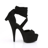 Black Leatherette 15 cm DELIGHT-679 high heels with ankle laces