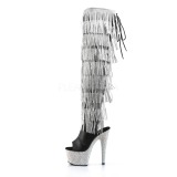 Black Leatherette 18 cm BEJRSF-7 womens fringe boots high heels