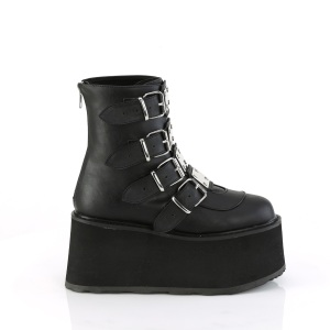 Black Leatherette 9 cm DAMNED-105 ankle boots with buckles