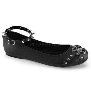 Black Matte STAR-23 gothic ballerina shoes flat heels