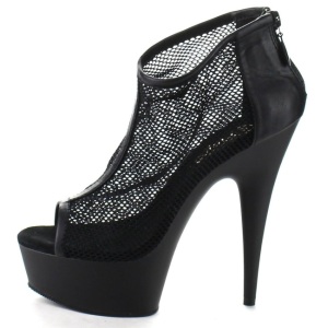 Black Mesh 15 cm Pleaser DELIGHT-600-12 Platform Ankle Calf Boots