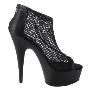 Black Mesh 15 cm Pleaser DELIGHT-600-12 Platform Ankle Calf Boots