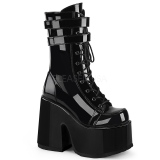 Black Patent 13 cm CAMEL-250 demonia ankle boots platform