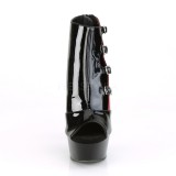Black Red 15 cm DELIGHT-681 open toe ankle booties