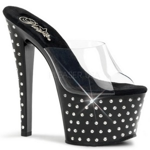 Black Rhinestone Platform 18 cm STARDUST-701 Women Mules Shoes