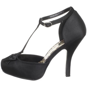 Black Satin 12 cm retro vintage CUTIEPIE-12 Pumps with low heels