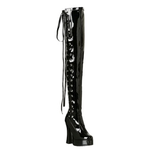 Black Shiny 13 cm ELECTRA-3050 High Heeled Overknee Boots