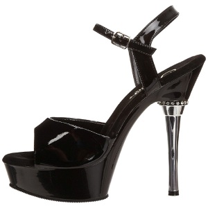 Black Shiny 14 cm ALLURE-609 Platform Stiletto High Heels
