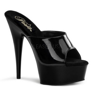 Black Shiny 15,5 cm DELIGHT-601 Platform High Mules