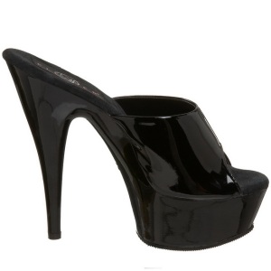 Black Shiny 15,5 cm DELIGHT-601 Platform High Mules