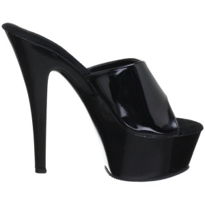 Black Shiny 15 cm KISS-201 Platform High Mules