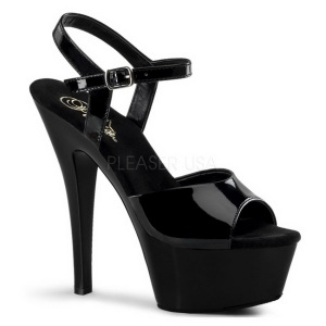 Black Shiny 15 cm KISS-209 Platform High Heels Shoes