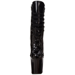 Black Shiny 18 cm XTREME-1020 womens platform soled ankle boots