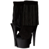 Black Suede 18 cm ADORE-1019 womens fringe ankle boots high heels