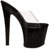 Black Transparent 19 cm TABOO-701 Plateau Women Mules Shoes