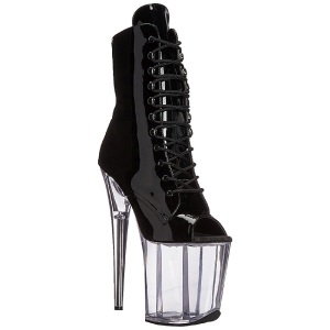 Black Transparent 20 cm FLAMINGO-1021 womens platform soled ankle boots