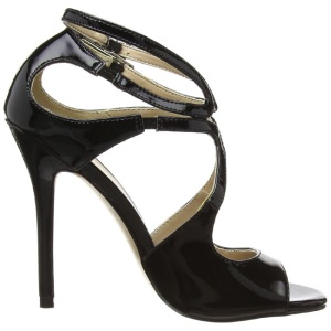 Black Varnish 13 cm AMUSE-15 High Heeled Evening Sandals