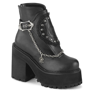 Black Vegan 12 cm ASSAULT-55 lolita ankle boots platform block heels