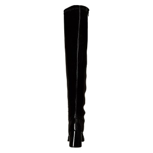 Black boots vinyl 7,5 cm - 70s years style hippie disco gogo overknee boots