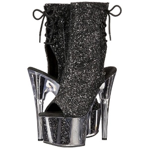 Black glitter 18 cm ADORE-1018G womens platform soled ankle boots