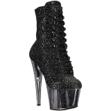 Black glitter 18 cm ADORE-1020G womens platform soled ankle boots