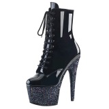 Black glitter 18 cm Pleaser ADORE-1020LG Pole dancing ankle boots