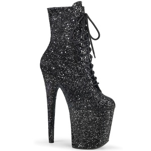 Black glitter 20 cm FLAMINGO-1020GWR Exotic pole dance ankle boots