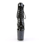 Black glitter 20 cm FLAMINGO-1020LG Pole dancing ankle boots
