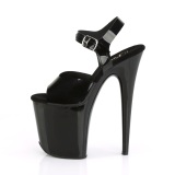 Black high heels 20 cm FLAMINGO-808N JELLY-LIKE stretch material platform high heels