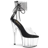 Black rhinestone 18 cm ADORE-724RS pleaser high heels with ankle cuff