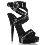Black sandals platform 15 cm SULTRY-619 patent high heels sandals