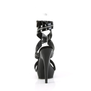 Black sandals platform 15 cm SULTRY-619 patent high heels sandals
