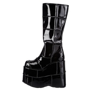 Black vinyl 18 cm STACK-301 demonia boots - unisex cyberpunk boots