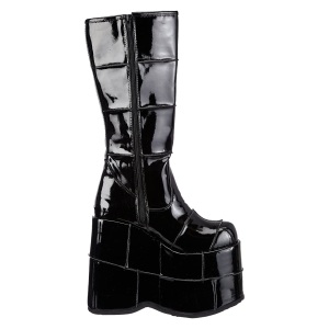 Black vinyl 18 cm STACK-301 demonia boots - unisex cyberpunk boots