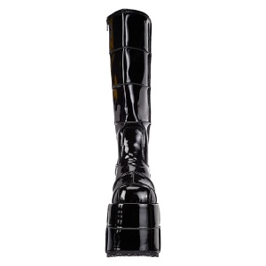 Black vinyl 18 cm STACK-301 demonia boots - unisex cyberpunk boots