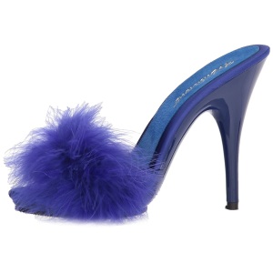 Blu 13 cm POISE-501F piume di marabu Mules Scarpe