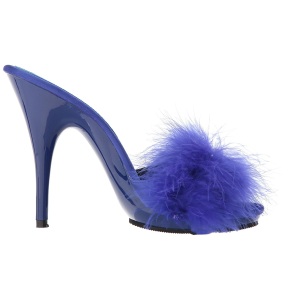 Blu 13 cm POISE-501F piume di marabu Mules Scarpe