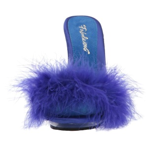 Blu 13 cm POISE-501F piume di marabu Mules Scarpe