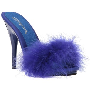 Blu 13 cm POISE-501F piume di marabu Mules Scarpe