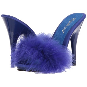 Blu 13 cm POISE-501F piume di marabu Mules Scarpe