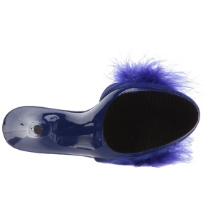 Blu 13 cm POISE-501F piume di marabu Mules Scarpe