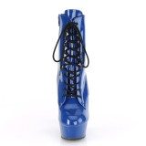 Blu Verniciata 15 cm DELIGHT-1020 stivaletti alti con lacci da pole dance