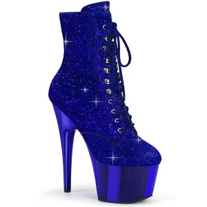 Blu strass stivaletti pleaser con plateau e tacco 18 cm ADORE-1020CHRS