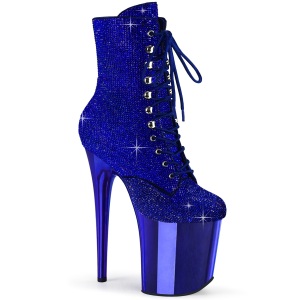 Blu strass stivaletti pleaser con plateau e tacco 20 cm FLAMINGO-1020CHRS