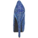 Blue Rhinestone 14,5 cm Burlesque TEEZE-06R Platform Pumps Women Shoes